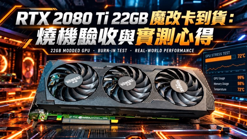 RTX 2080 Ti 22GB 魔改卡到貨：燒機驗收與實測心得