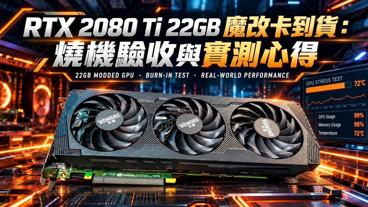 RTX 2080 Ti 22GB 魔改卡到貨：燒機驗收與實測心得